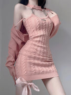 pink halterneck dress HA2249