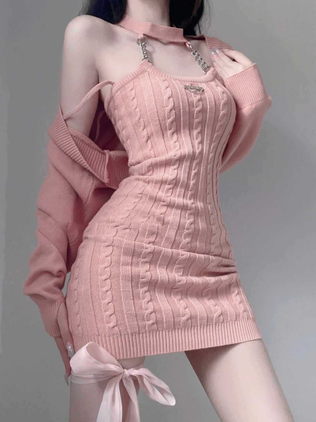 pink halterneck dress HA2249