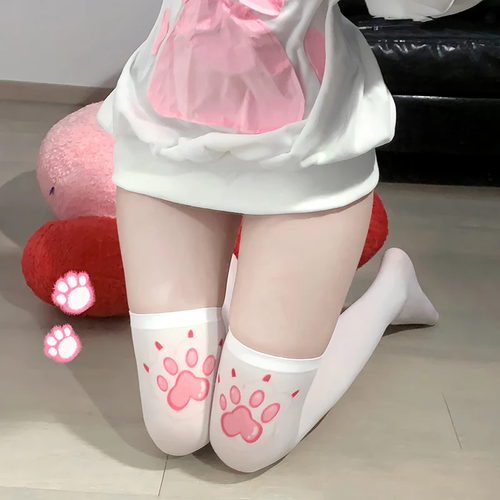 Cute White Cat Paw Stockings HA2689