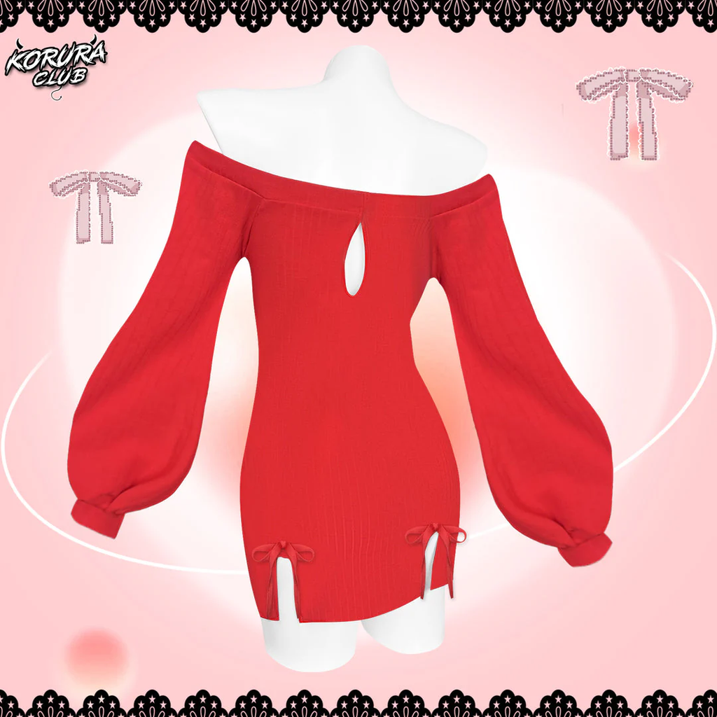 KORURACLUB-BUTTERFLY KNOT V-NECK DRESS SR06