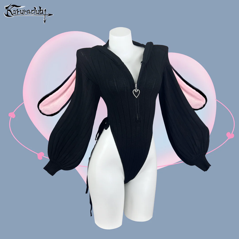 Black bunny ear Bodysuit KO64-B