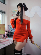 KORURACLUB-BUTTERFLY KNOT V-NECK DRESS SR06