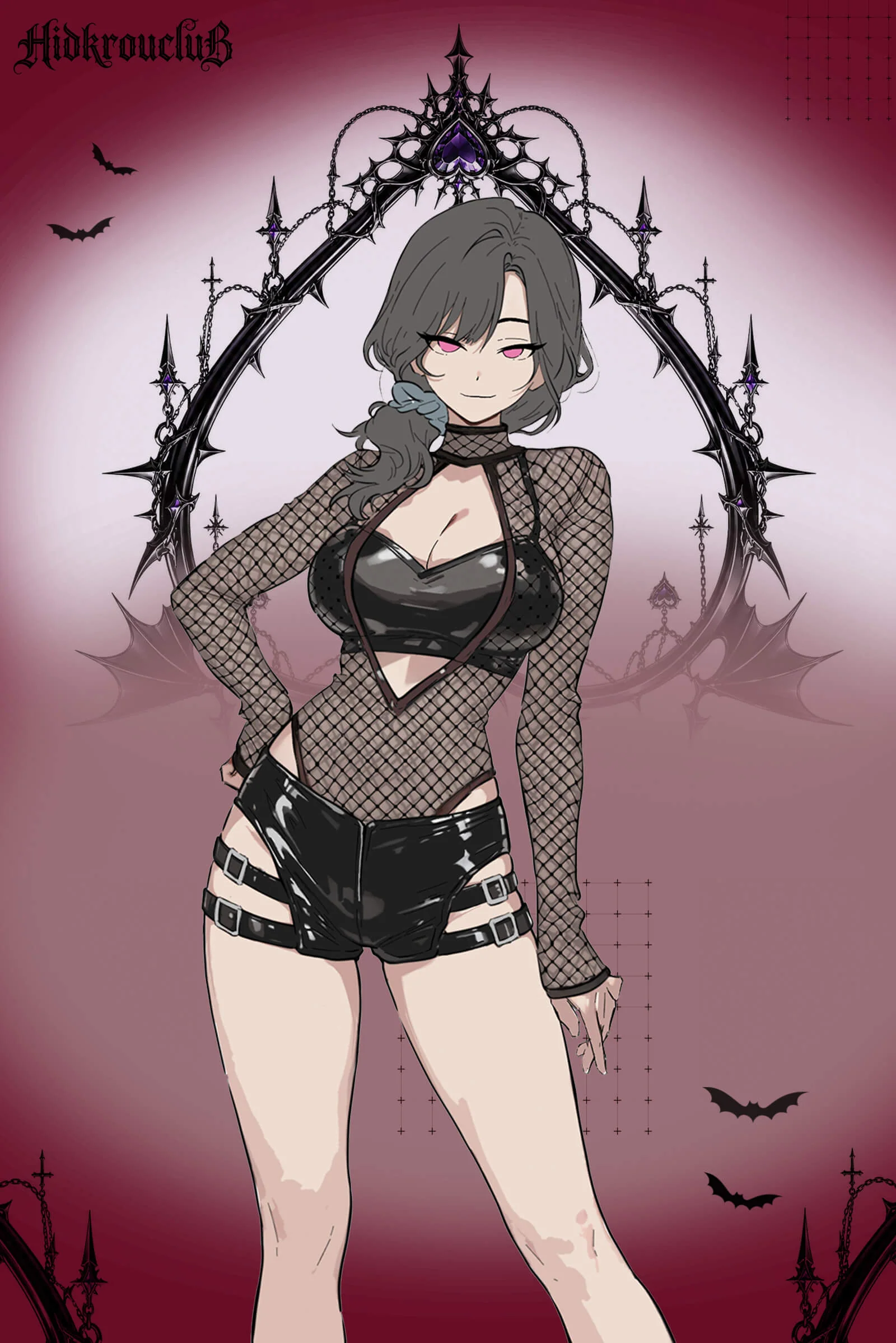 Pre-Sale Gothic Fishnet Motorcycle Lingerie Set (2-Piece) HK002