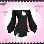 KORURACLUB-BUTTERFLY KNOT V-NECK DRESS SR06