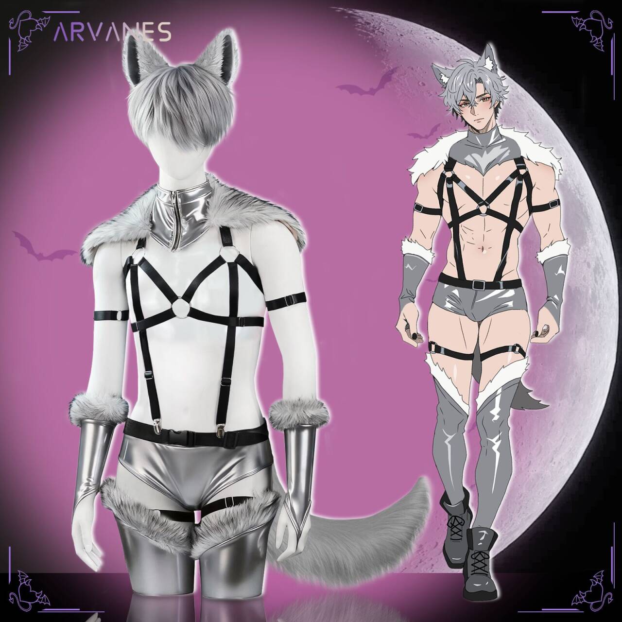 Cosplay Wolf Strappy Bodysuit (6-Piece Set) AS05