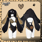 Pre-sale Leopard Print Bunny Cosplay Long-Sleeve Lingerie Set KO146