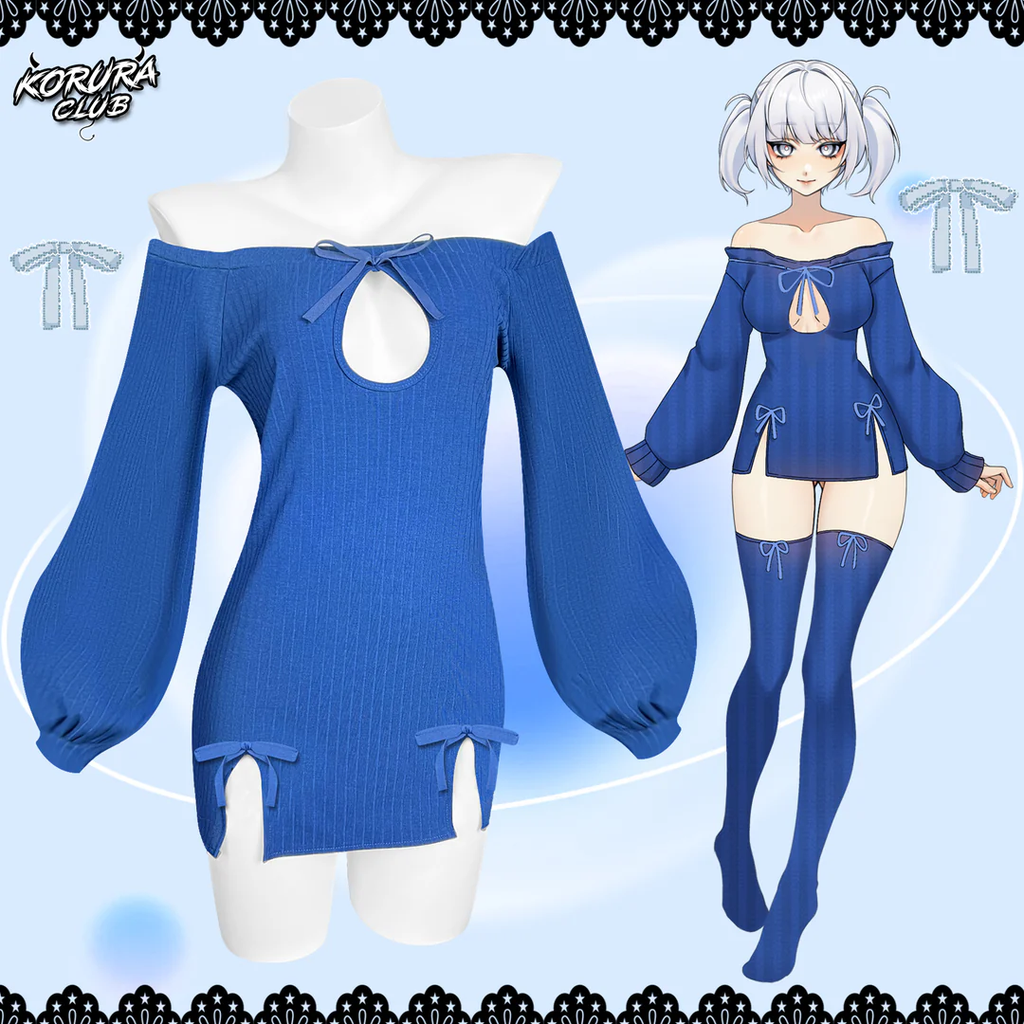 KORURACKUB-BUTTERFLY KNOT V-NECK DRESS SR06