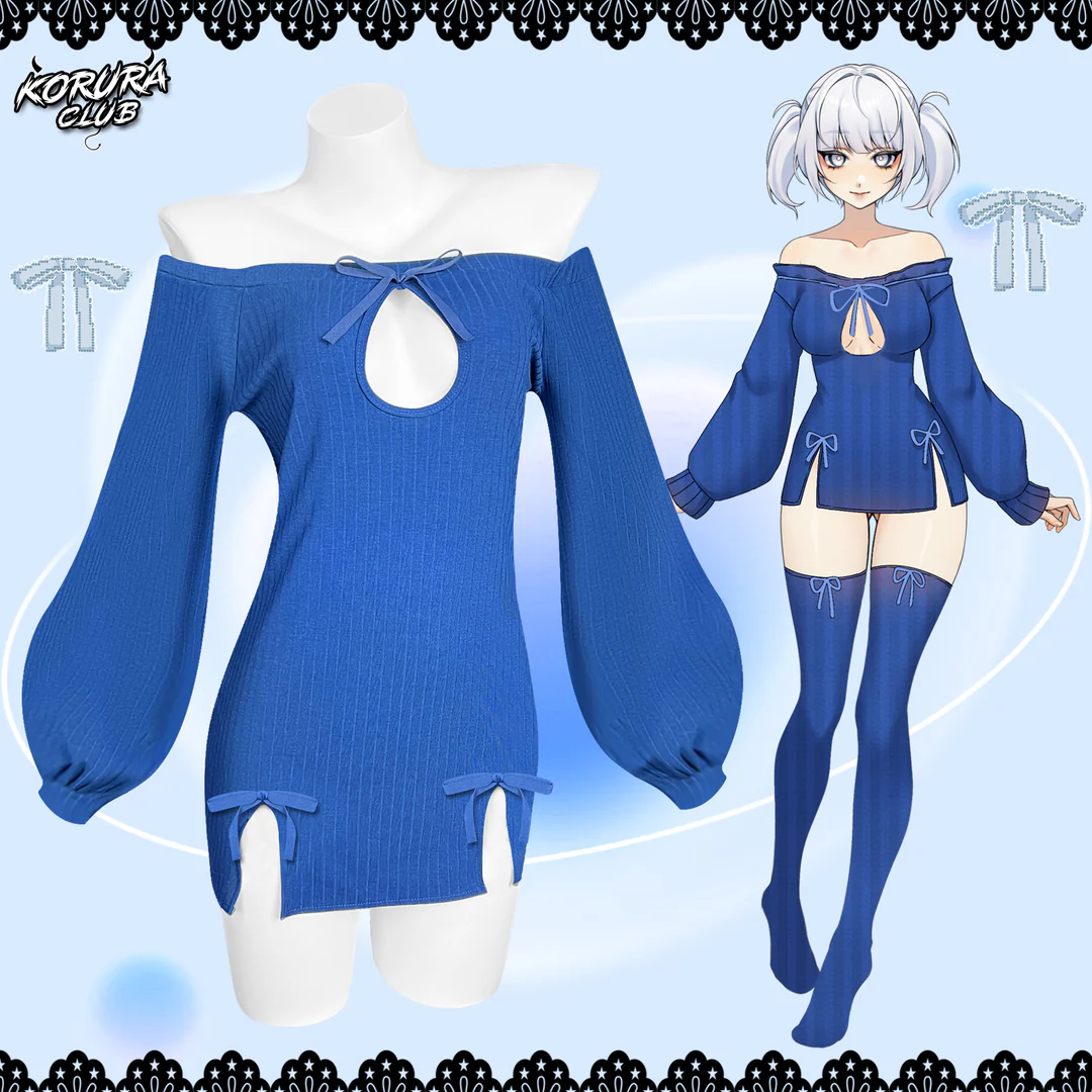 KORURACKUB-BUTTERFLY KNOT V-NECK DRESS SR06