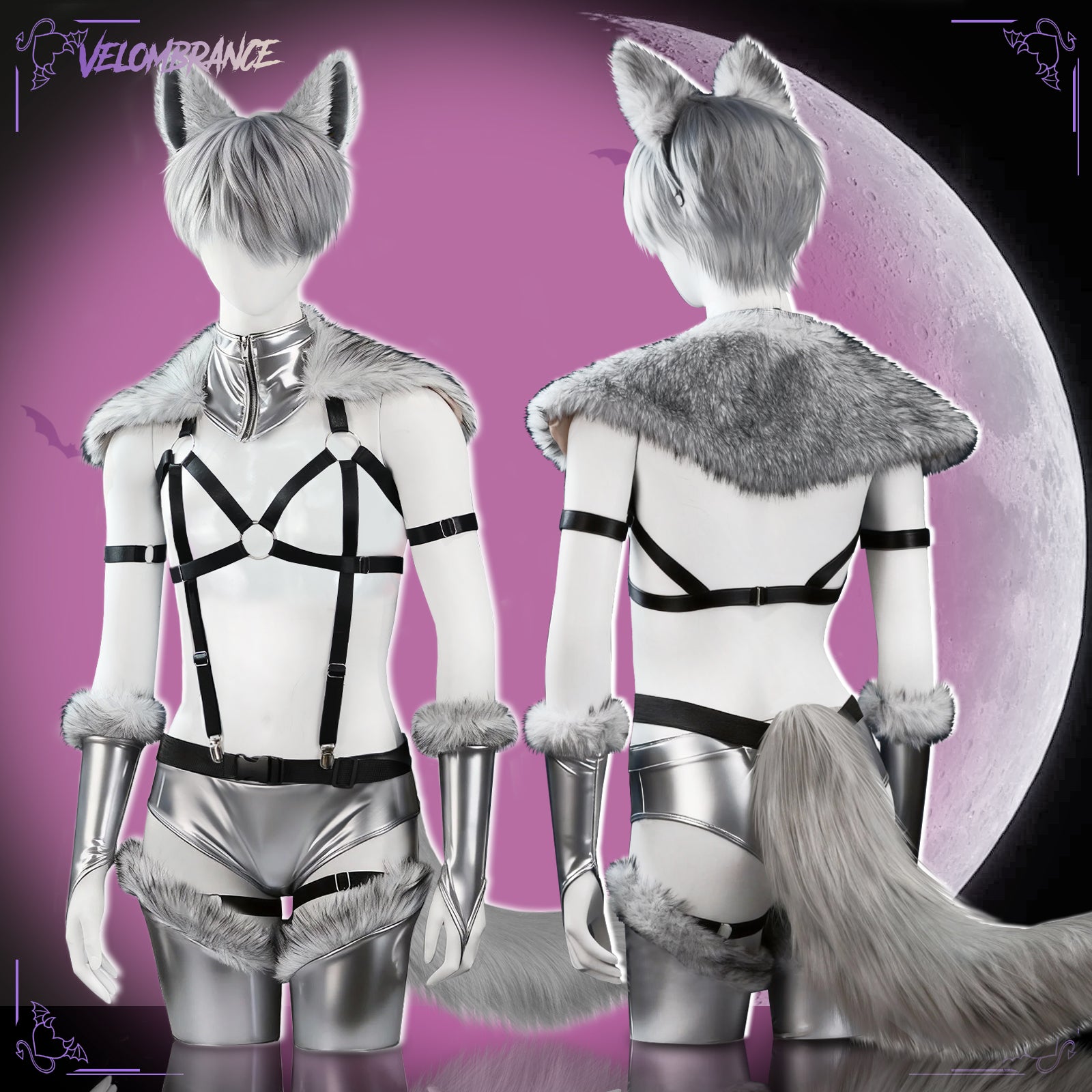 Cosplay Wolf Strappy Bodysuit (6-Piece Set) AS05