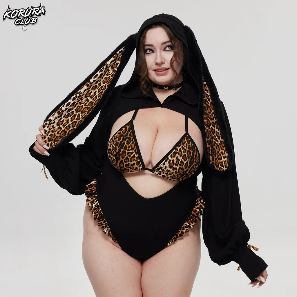 Pre-sale Leopard Print Bunny Cosplay Long-Sleeve Lingerie Set KO146