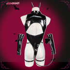 Pre-Order Devil Shiny Leather Strap Bodysuit （5-Piece Set）AS01