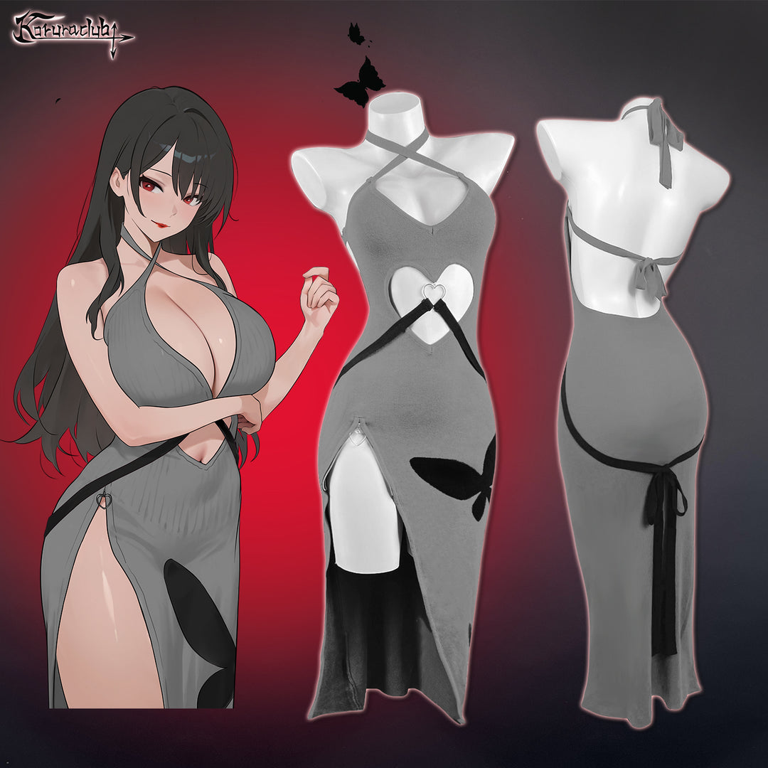Sexy Red Heart Cutout Dress For Female HA2876