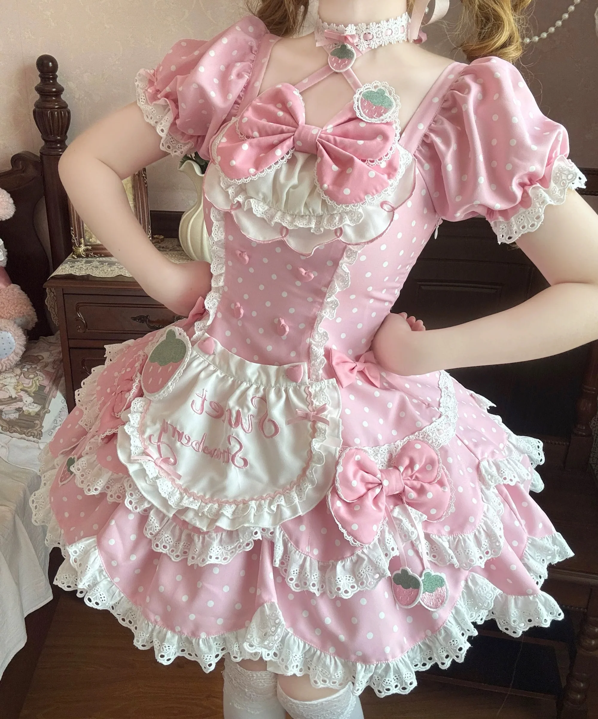 Polka dot strawberry Lolita dress HA29736