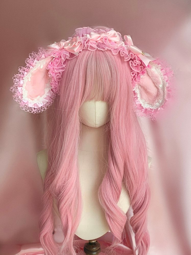 Cute pink bunny ears headband HA29737