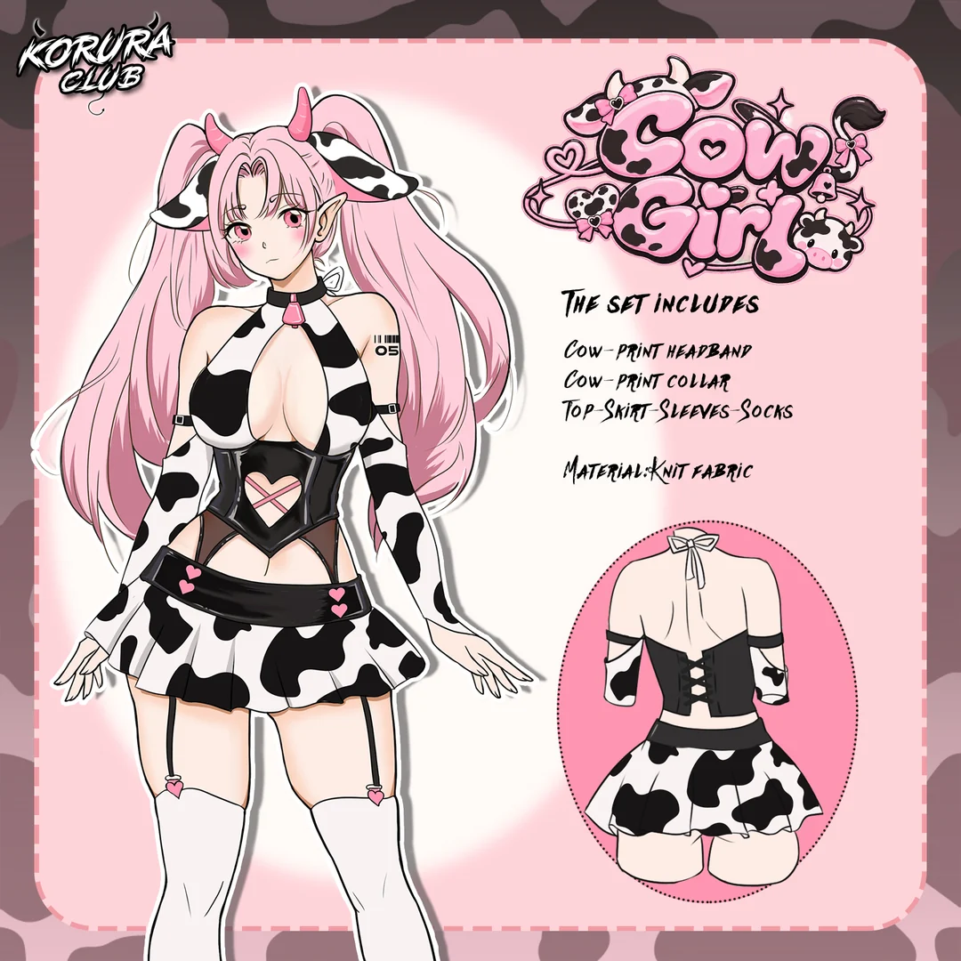 Pre-sale Cosplay Cute Cow Print Set KO178