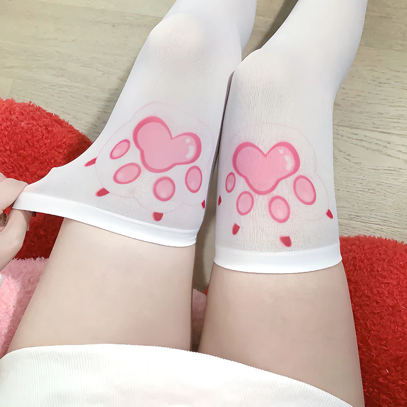 Cute White Cat Paw Stockings HA2689