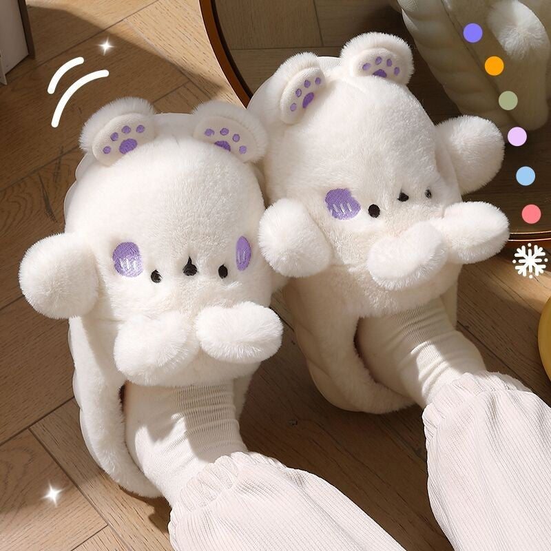 Cute Thick-soled Warm Fur Slippers   HA1348