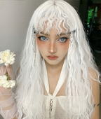 White wool curly long curly hair  HA0571