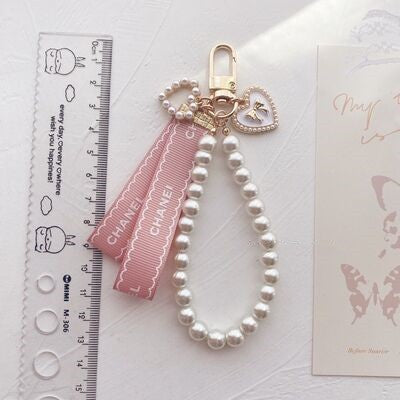 Ribbon Pearl Chain Keyring   HA1569