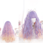 Purple pink gradient long curly hair HA0360