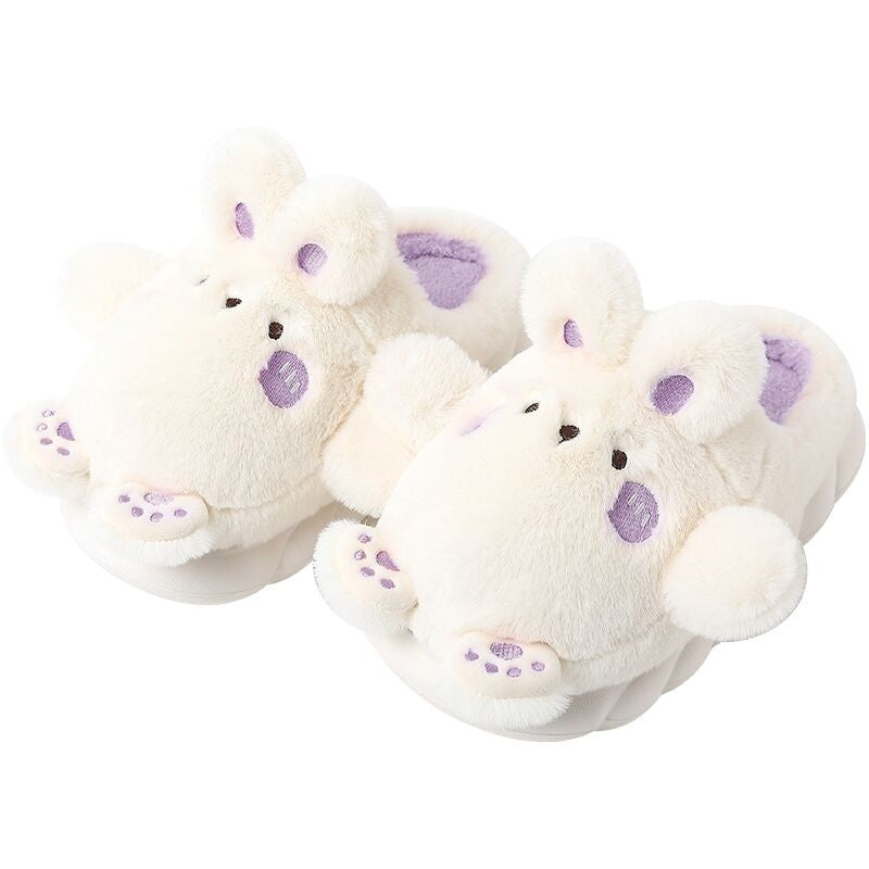 Cute Thick-soled Warm Fur Slippers   HA1348