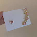 Sweet Pink Zircon Heart Stud Earrings   HA1541