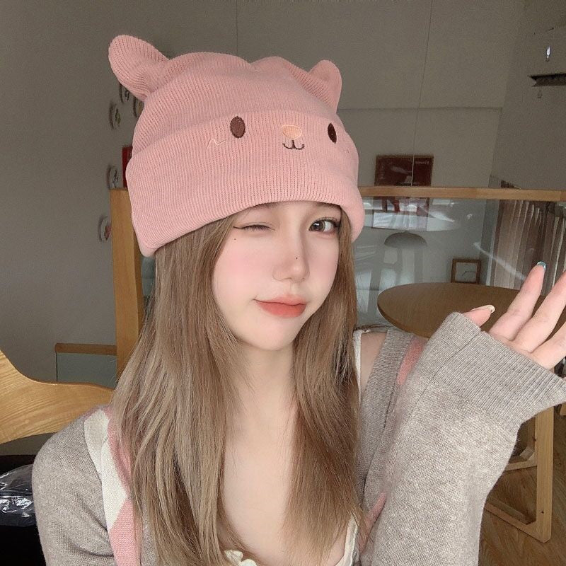 Cute cat ears soft knitted hat  HA1169