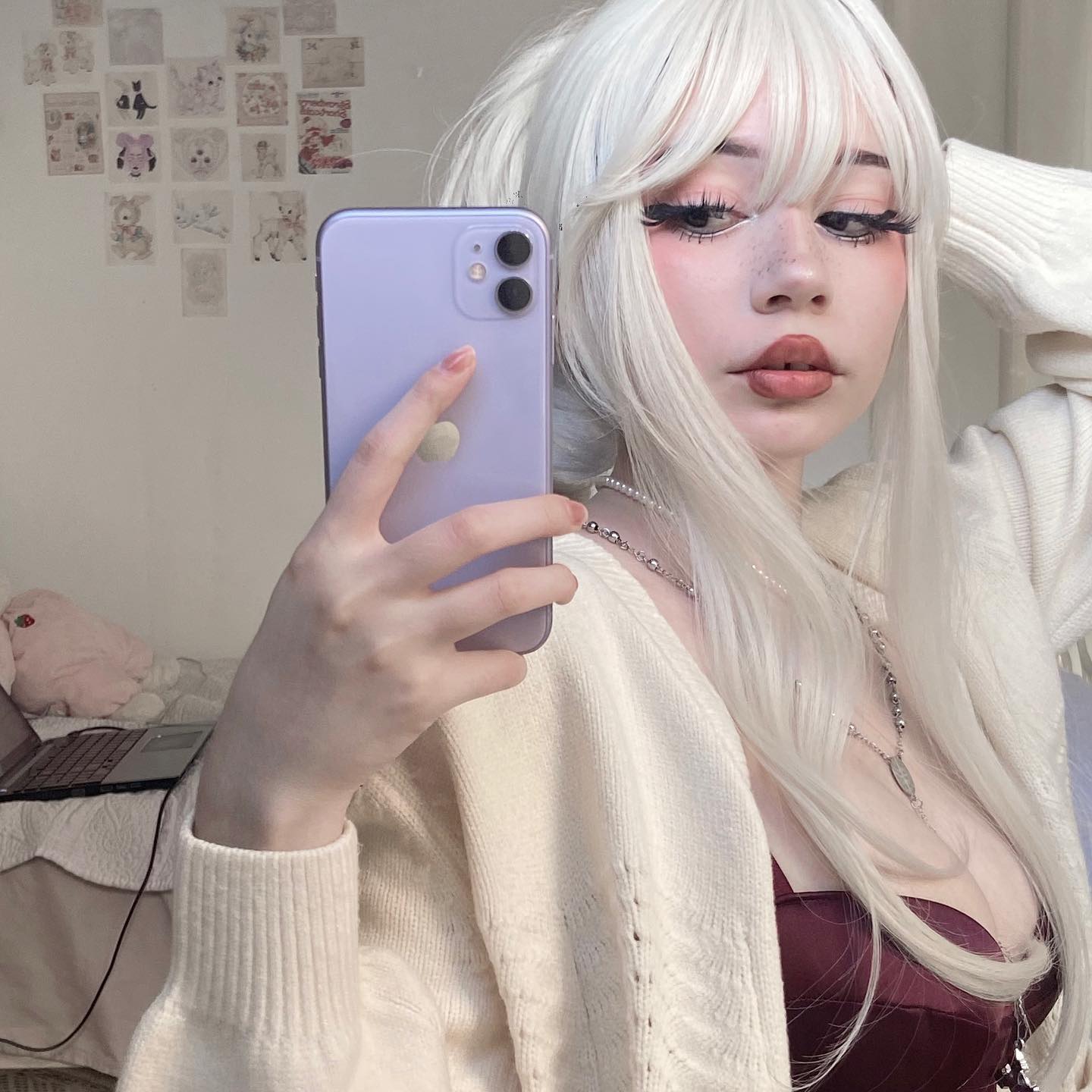 White long wig  HA0048