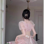 Pink bubble sleeve dress  HA1603