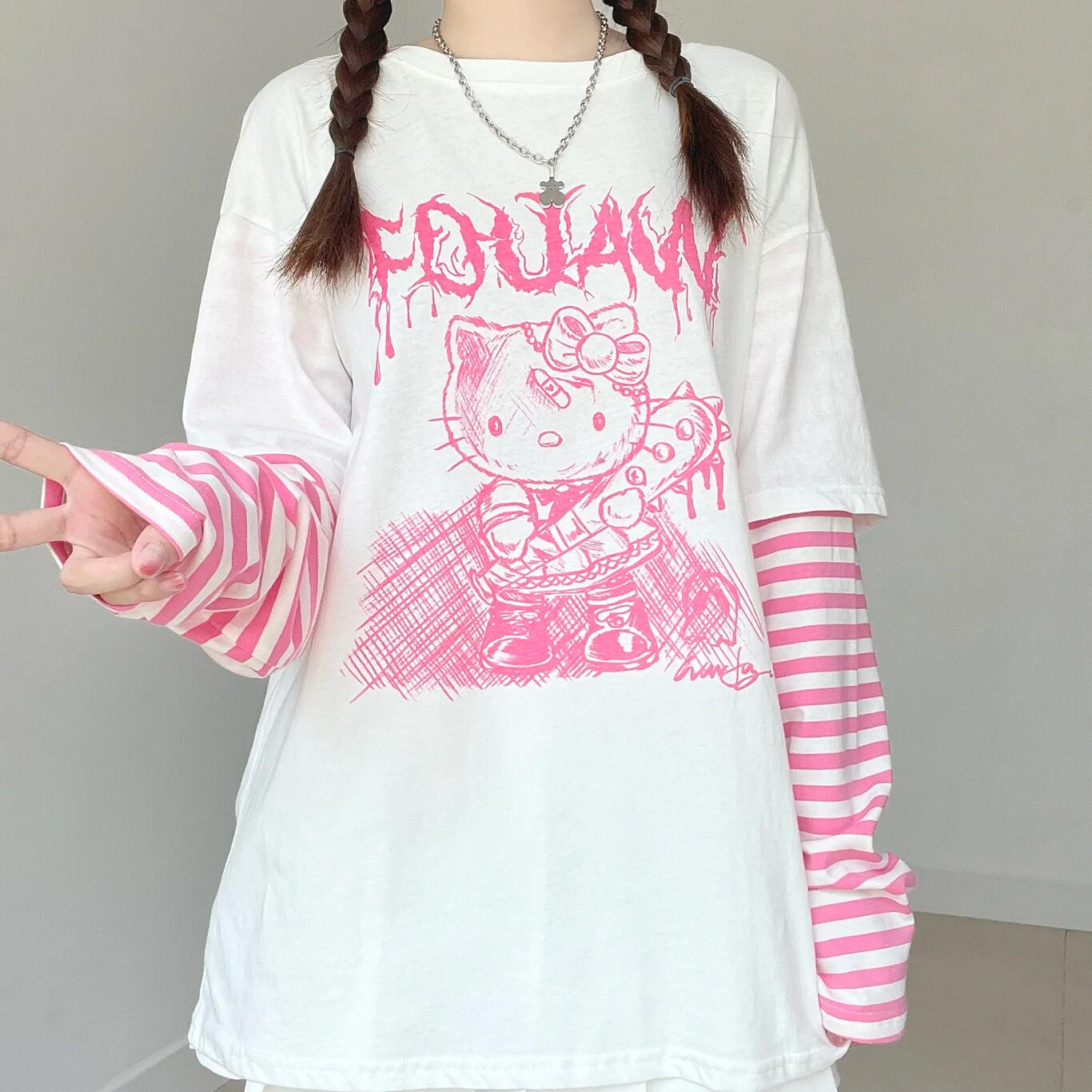 Comic Stripe Long Sleeve Top  HA1293