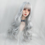 Grey long curly hair  HA0054