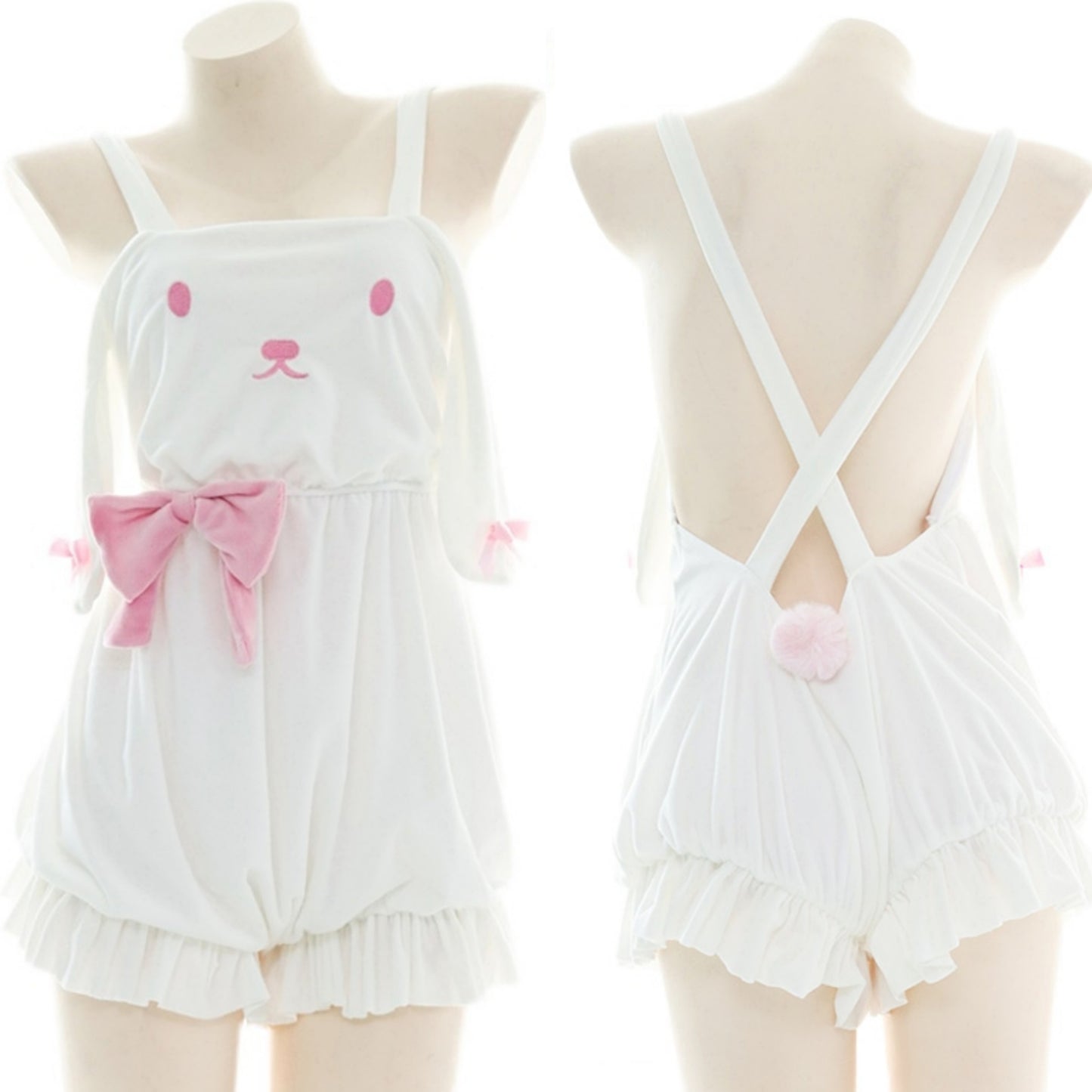 Plush bunny suspender Rompers   HA0680