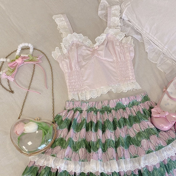 Cute Lace Camisole Top   HA1328