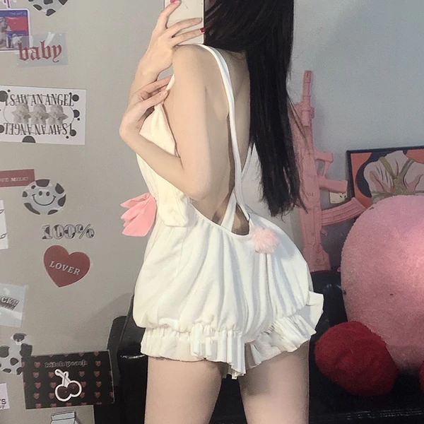 Plush bunny suspender Rompers   HA0680