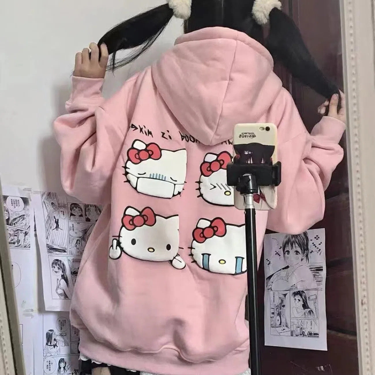 Cartoon Print Pink Hoodie HA1154