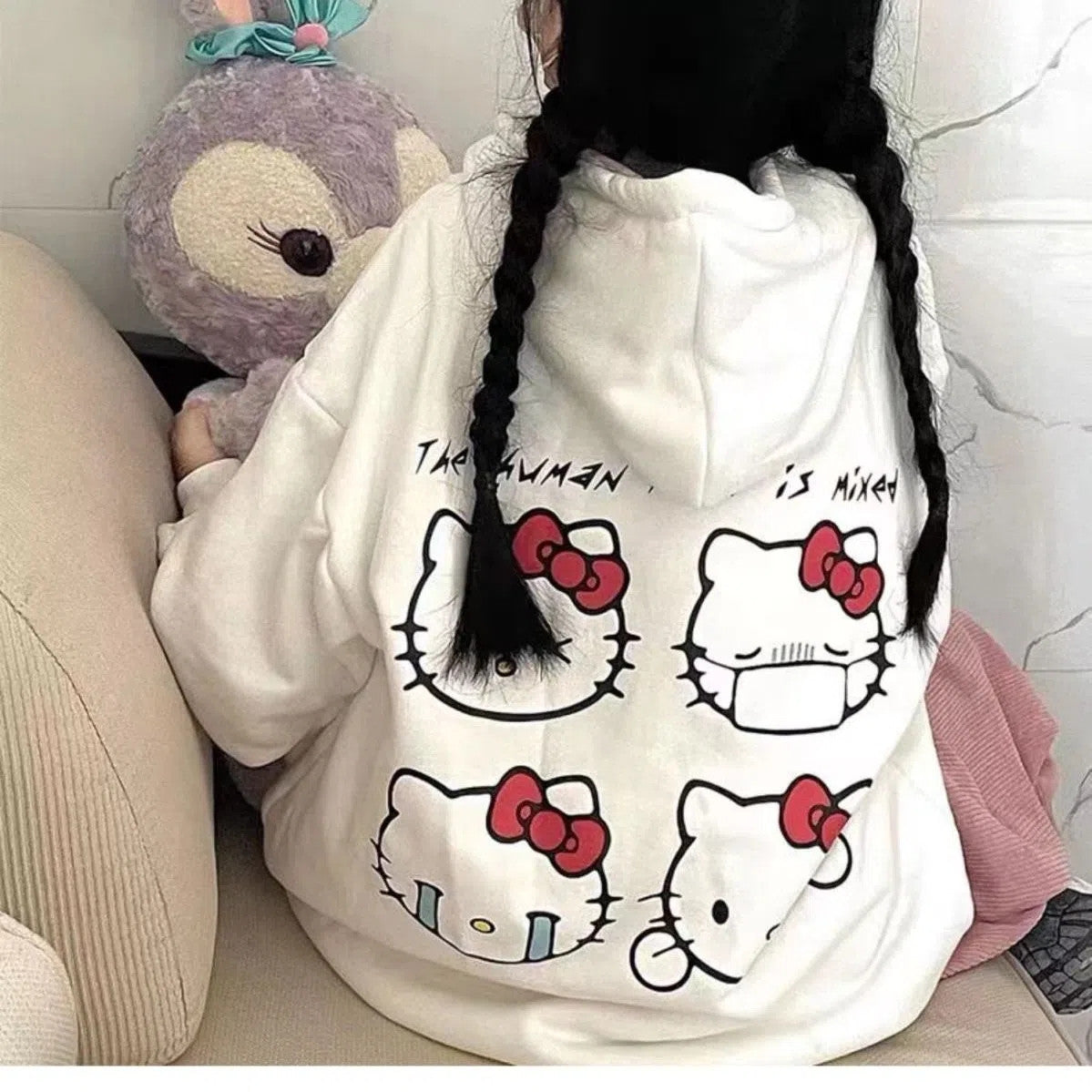 Cartoon Print Pink Hoodie HA1154