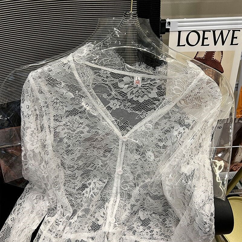 Hollow lace bottoming shirt top  HA1555
