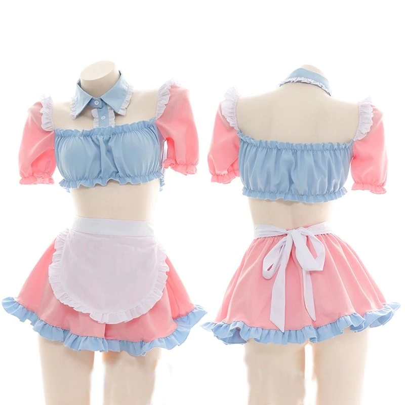 Super cute pink blue soft cute maid suit   HA0545