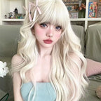 Platinum big wave long curly wig   HA1691