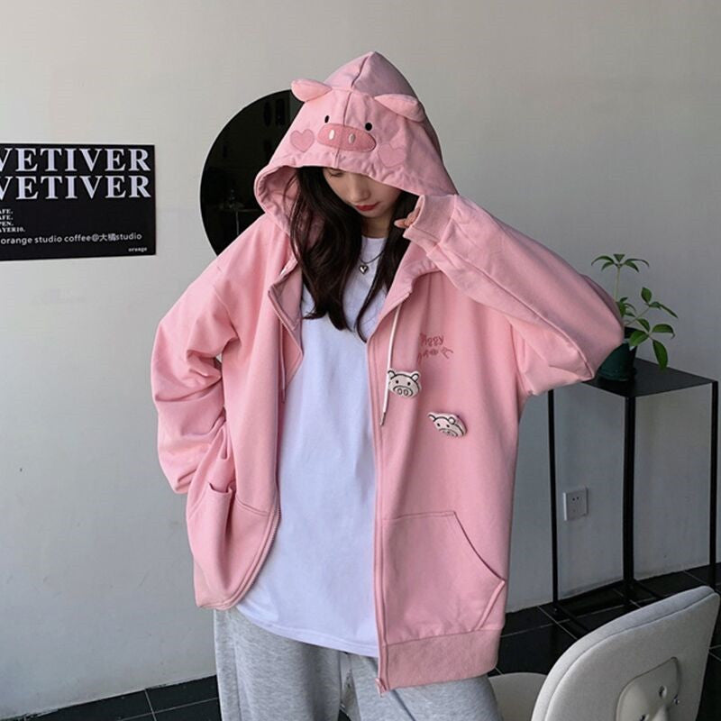 Cute sweet and cool piggy hoodie   HA1107