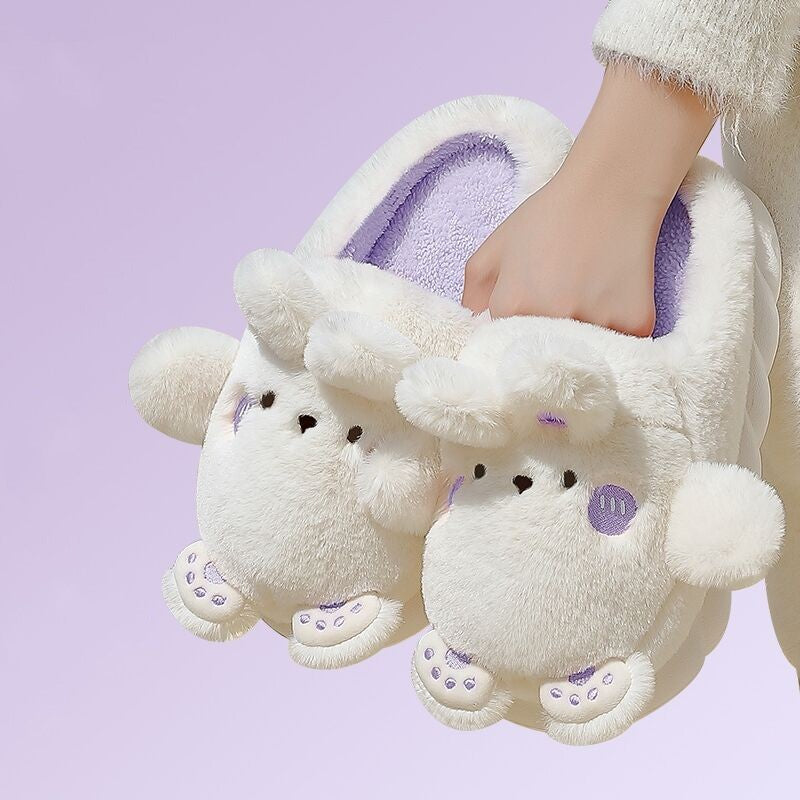 Cute Thick-soled Warm Fur Slippers   HA1348