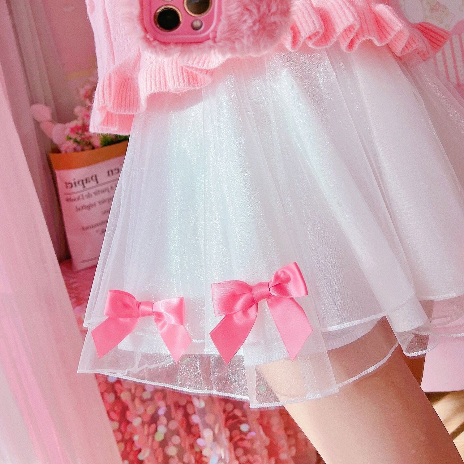 Sweet Bowknot Mesh Skirt  HA1408