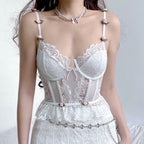 White Floral Lace Sling   HA0812