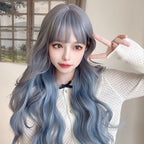 Natural bangs trim face long curly hair HA1620