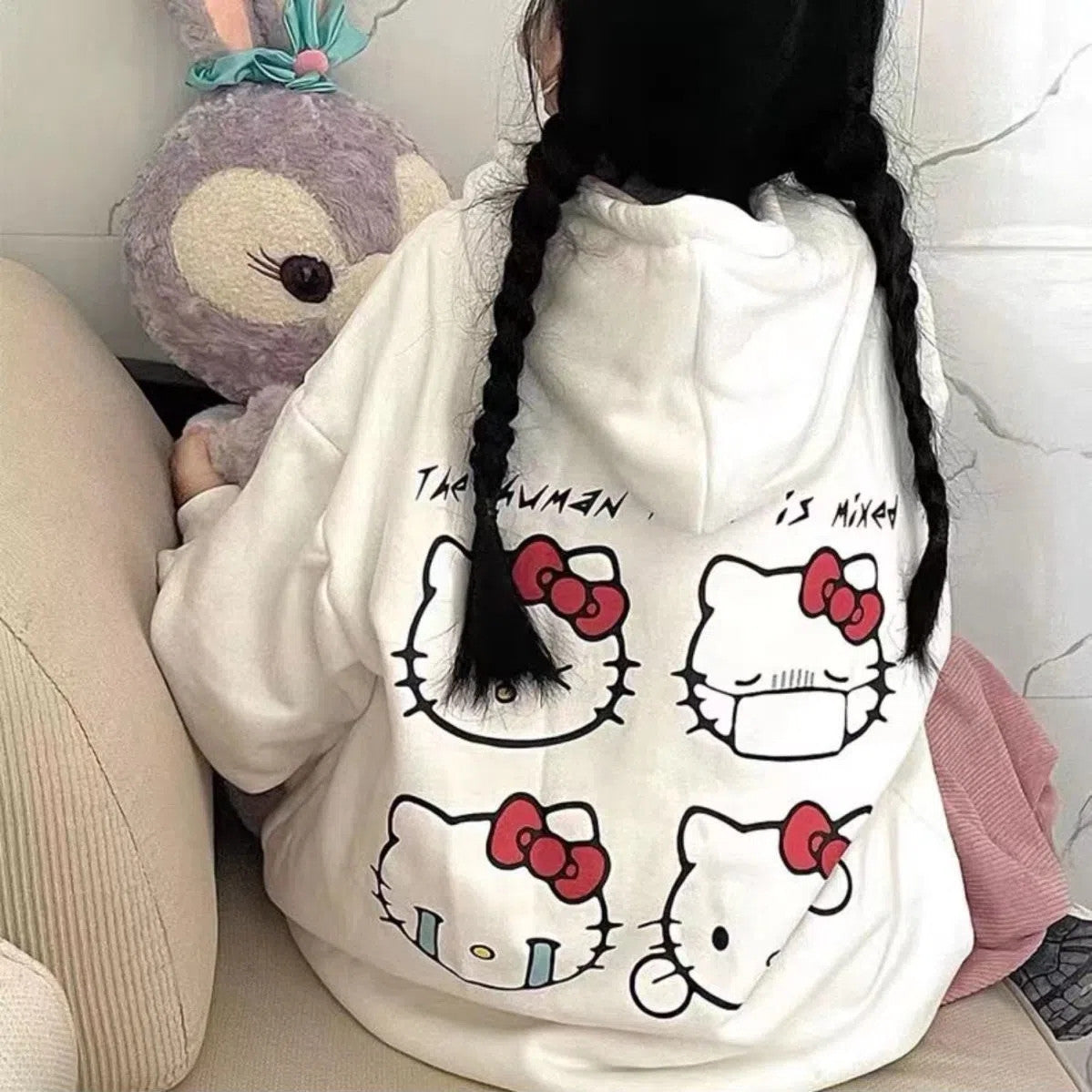 Cartoon Print Pink Hoodie HA1154