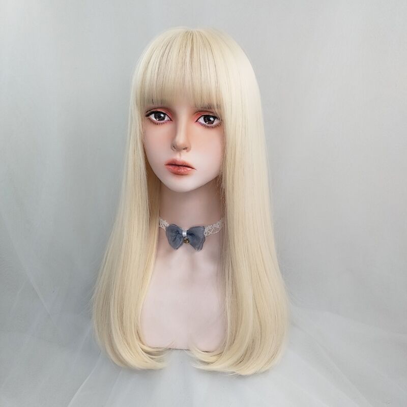 White Gold Long Straight Wig HA0053