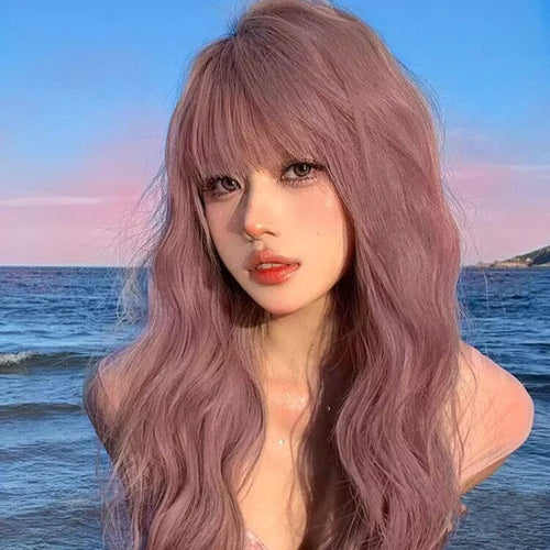 Pink Long Curly Wig  HA1628