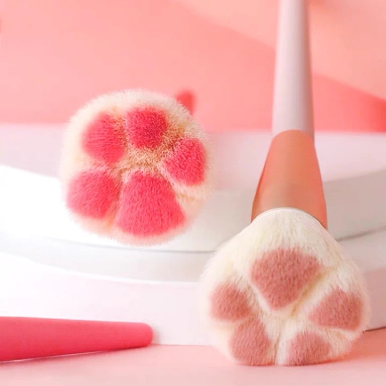 Cute girly heart cat paw makeup brush   HA0088