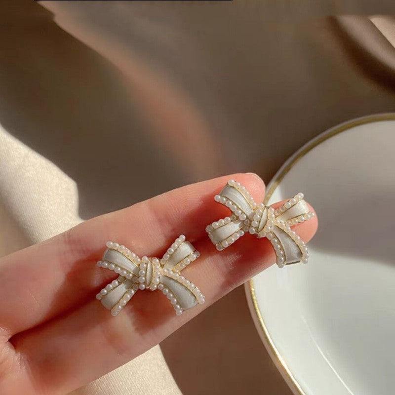 Sweater Chain Pearl Bow Necklace   HA1261