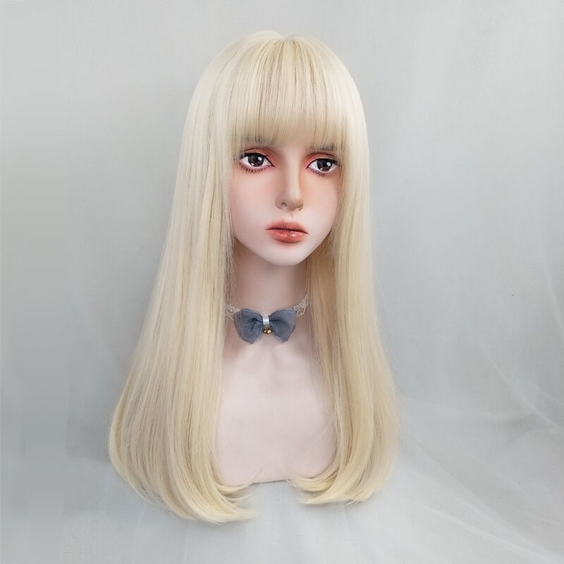 White Gold Long Straight Wig HA0053